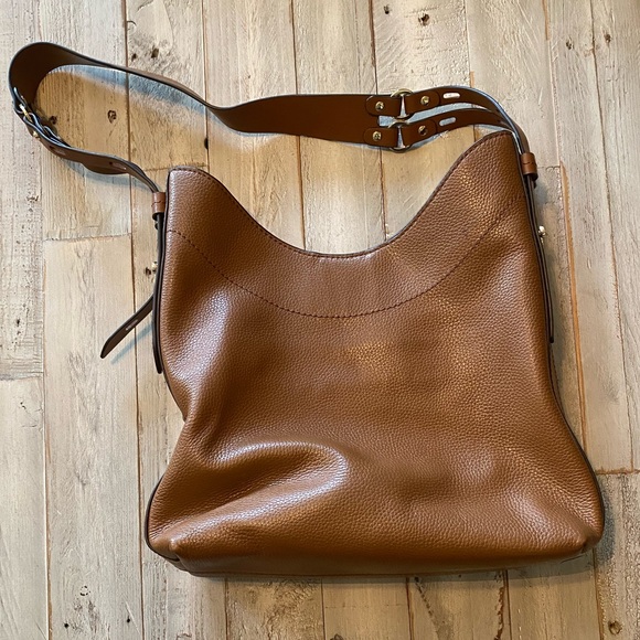 ❤️SOLD❤️ Michael Kors MK Purse Brown/Tan Adjustable Strap 2 Pocket Inside Zip - Picture 2 of 9